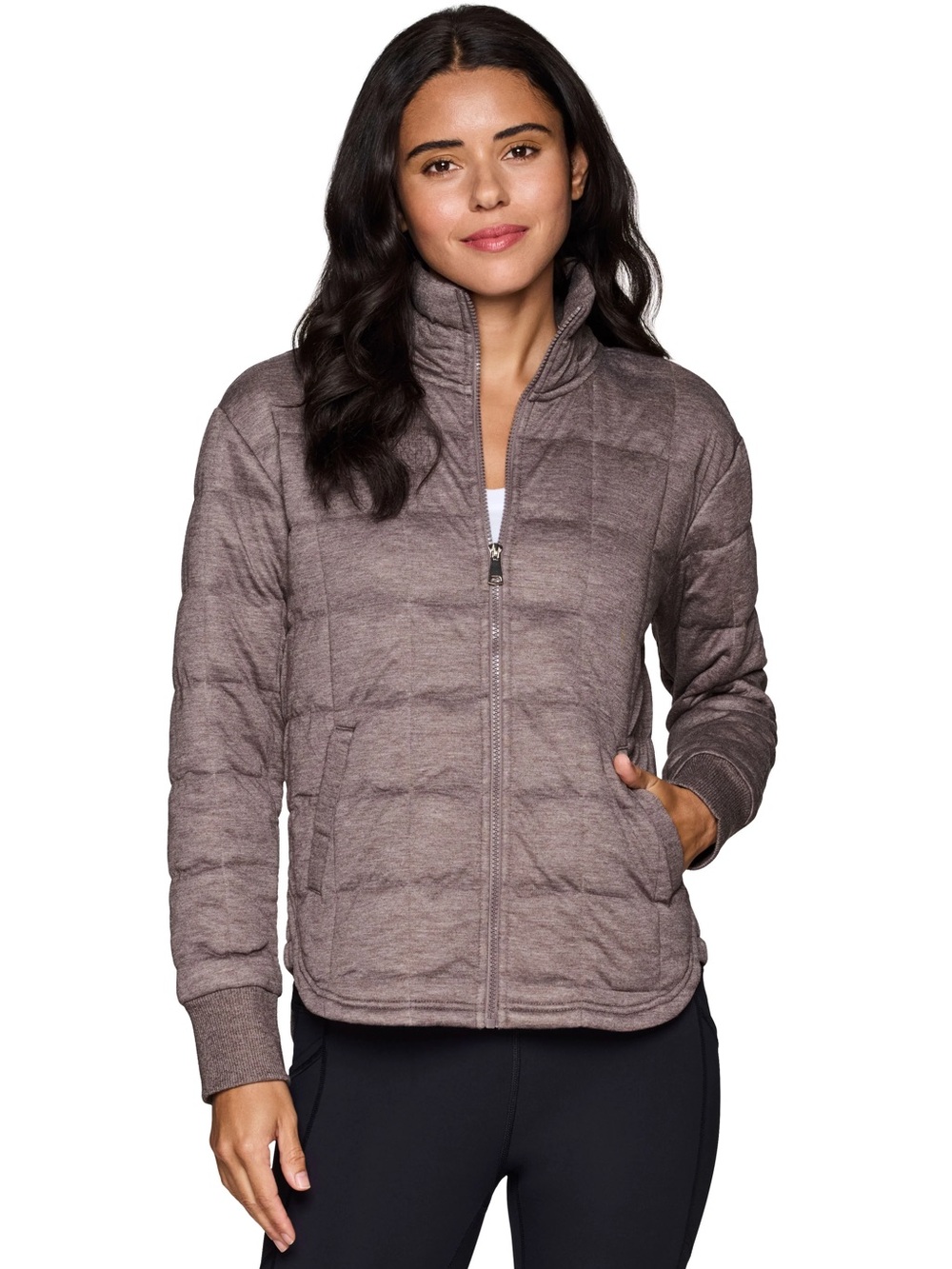 RBX Heathered Taupe Quilted Puffer Jacket